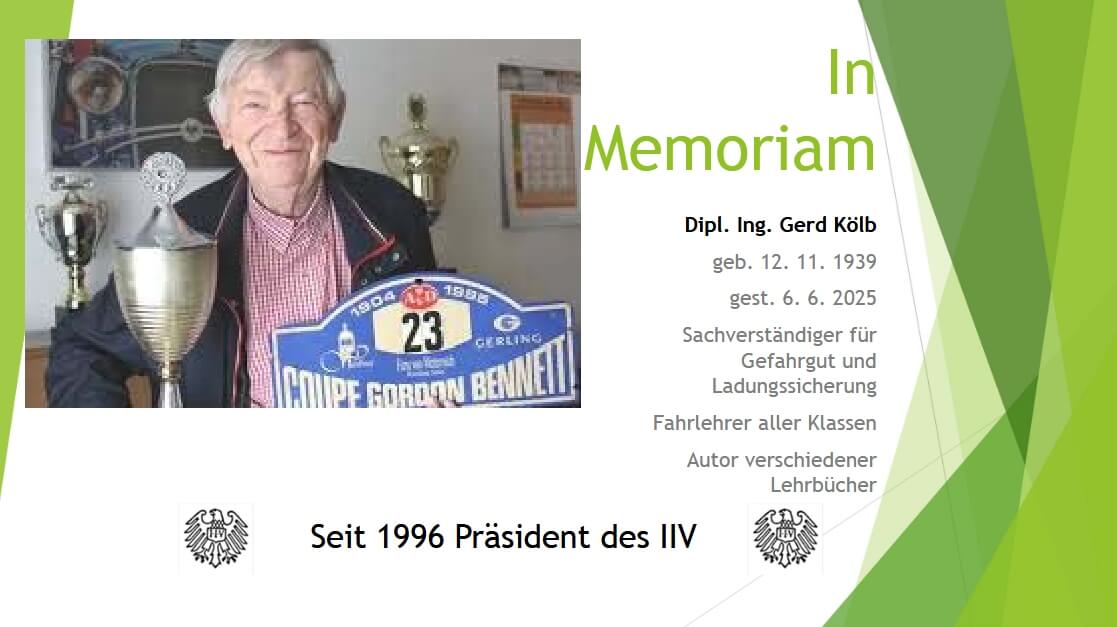 Memoriam Gerd Kölb Präsident IIV Fahrlehrer